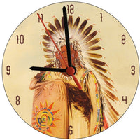 American Indian Chief Round Clock