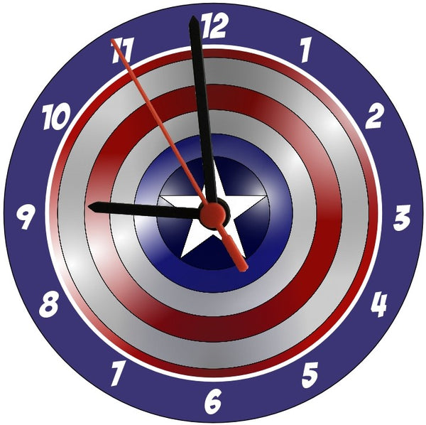 American Shield (blue) Round Clock