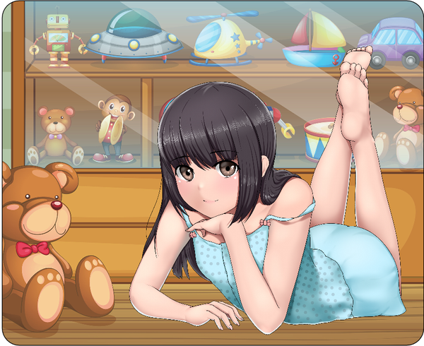 Anime Girl and Toy Display Mousepad