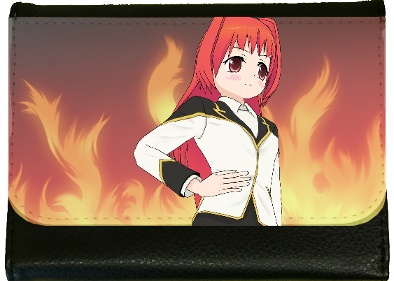 Anime Red Haired Girl (fire background) Ladies Faux Leather Purse