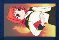 Anime Red Haired Girl (fire background) (portrait) Blue Nylon Wallet