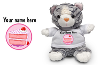Birthday Kitten Strawberry Soft Toy - CAN BE PERSONALISED