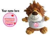 Birthday Lion Strawberry Soft Toy - CAN BE PERSONALISED