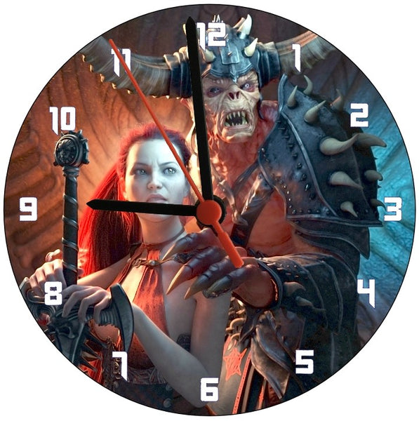 Demon Protector Fantasy Art Round Clock