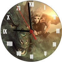 Dragon Rider Fantasy Art Round Clock