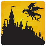 Dragon and Castle Silhouette Fantasy Art Coaster/Coaster Set