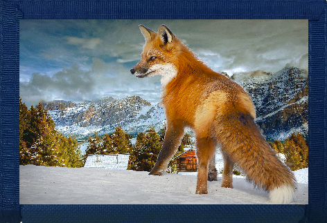 Fox in the Snow Blue Nylon Wallet