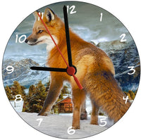 Fox In The Snow Round Clock
