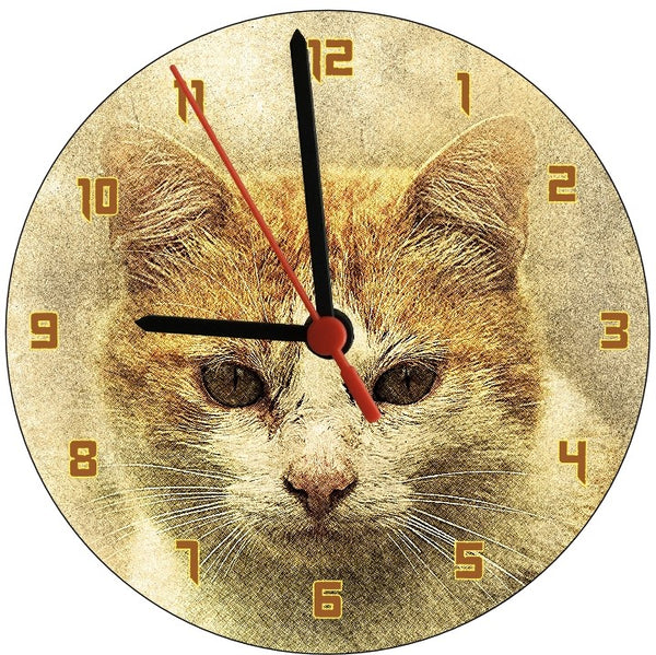 Ginger Cat (face) Round Clock