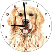 Golden Retriever Illustration Round Clock