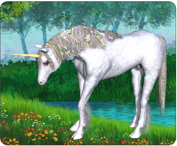 Grazing Unicorn by the River Mousepad