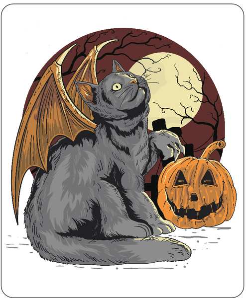 Halloween Batcat and Pumpkin Mousepad