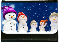 Happy Snow Family of Five Ladies Faux Leather Purse