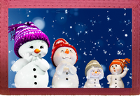 Happy Snow Family (purple hat) Pink Nylon Wallet