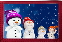 Happy Snow Family (purple hat) Red Nylon Wallet