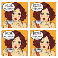 I Love Coffee (orange polka) Coaster/Coaster Set