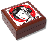 Japanese Girl with Flowers in Hair Keepsake Box / Memory Box / Trinket Box / Jewellery Box