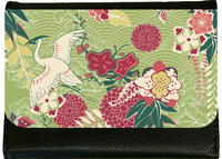Japanese Print (bird and red flowers) Ladies Faux Leather Purse
