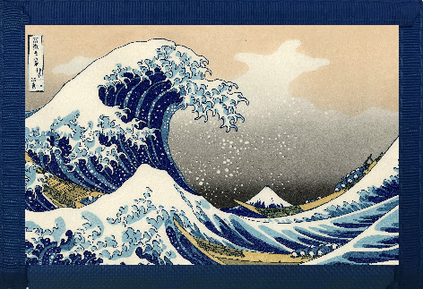 Japanese Print (waves) Blue Nylon Wallet