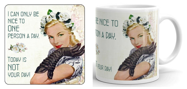 Only Be Nice To One Person (gloves) Mug and Coaster Set
