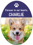 Pet Memorial Cross (forever in our hearts). Can be customised with photo, name and inscription.