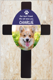 Pet Memorial Cross (our best friend). Can be customised with photo, name and inscription.