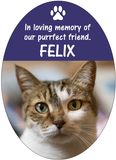 Pet Memorial Cross (purrfect friend). Can be customised with photo, name and inscription.