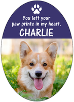 Pet Memorial Cross (you left your paw prints). Can be customised with photo, name and inscription.