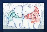 Polar Bears In Scarves Blue Nylon Wallet