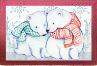 Polar Bears In Scarves Pink Nylon Wallet