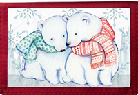 Polar Bears In Scarves Red Nylon Wallet