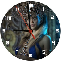 Princess In Blue Fantasy Art Round Clock