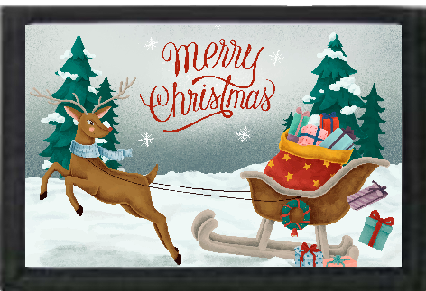 Reindeer and Sleigh Black Nylon Wallet