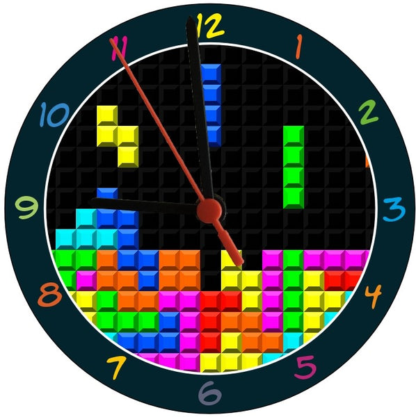 Retro Gaming Bricks Round Clock