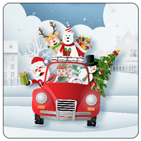 Santa and Red Car Coaster