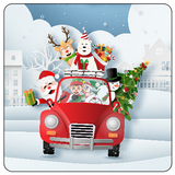 Santa and Red Car Coaster