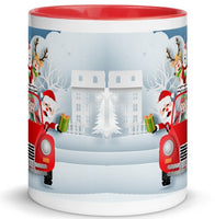 Santa and Red Car Ceramic Mug