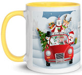 Santa and Red Car Ceramic Mug