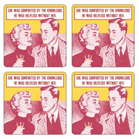 She Was Comforted By The Knowledge Coaster/Coaster Set (retro couple)