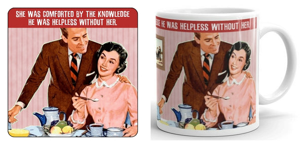 She Was Comforted By The Knowledge Mug and Coaster Set (breakfast table)