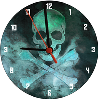 Skull And Crossbones Illustration Round Clock