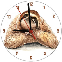 Sloth In Thoughtful Mood Illustration Round Clock