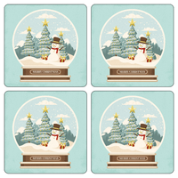 Snowman and Trees Snowglobe Coaster