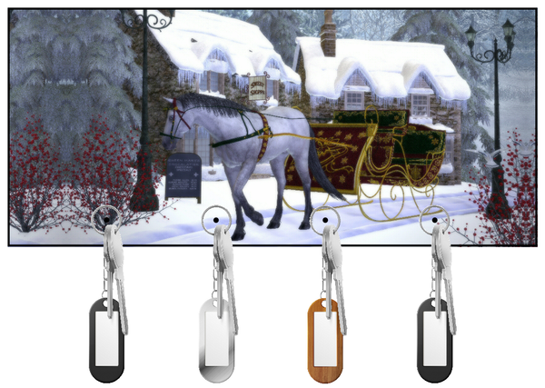 Snowy Horse and Carriage Key Hanger/Key Holder
