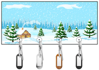Snowy Scene with Fir Trees Key Hanger/Key Holder