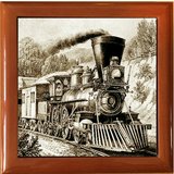 Steam Train Line Illustration Keepsake Box / Memory Box / Trinket Box / Jewellery Box