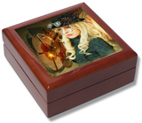 Steampunk Woman with Cog and Clock Keepsake Box / Memory Box / Trinket Box / Jewellery Box
