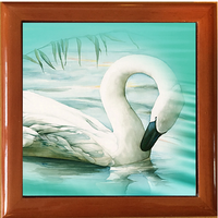 Swan Grooming on Lake Keepsake Box / Memory Box / Trinket Box / Jewellery Box