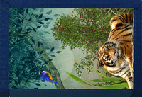 Tiger in the Grass (portrait) Blue Nylon Wallet