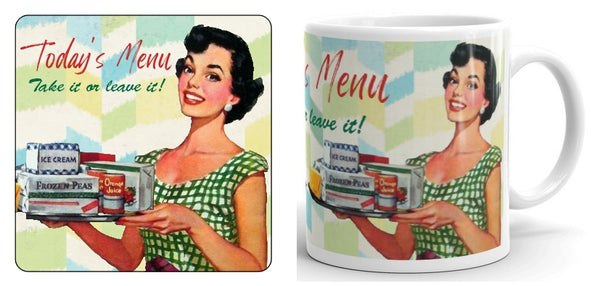 Today's Menu - Take It or Leave It (retro) Mug and Coaster Set